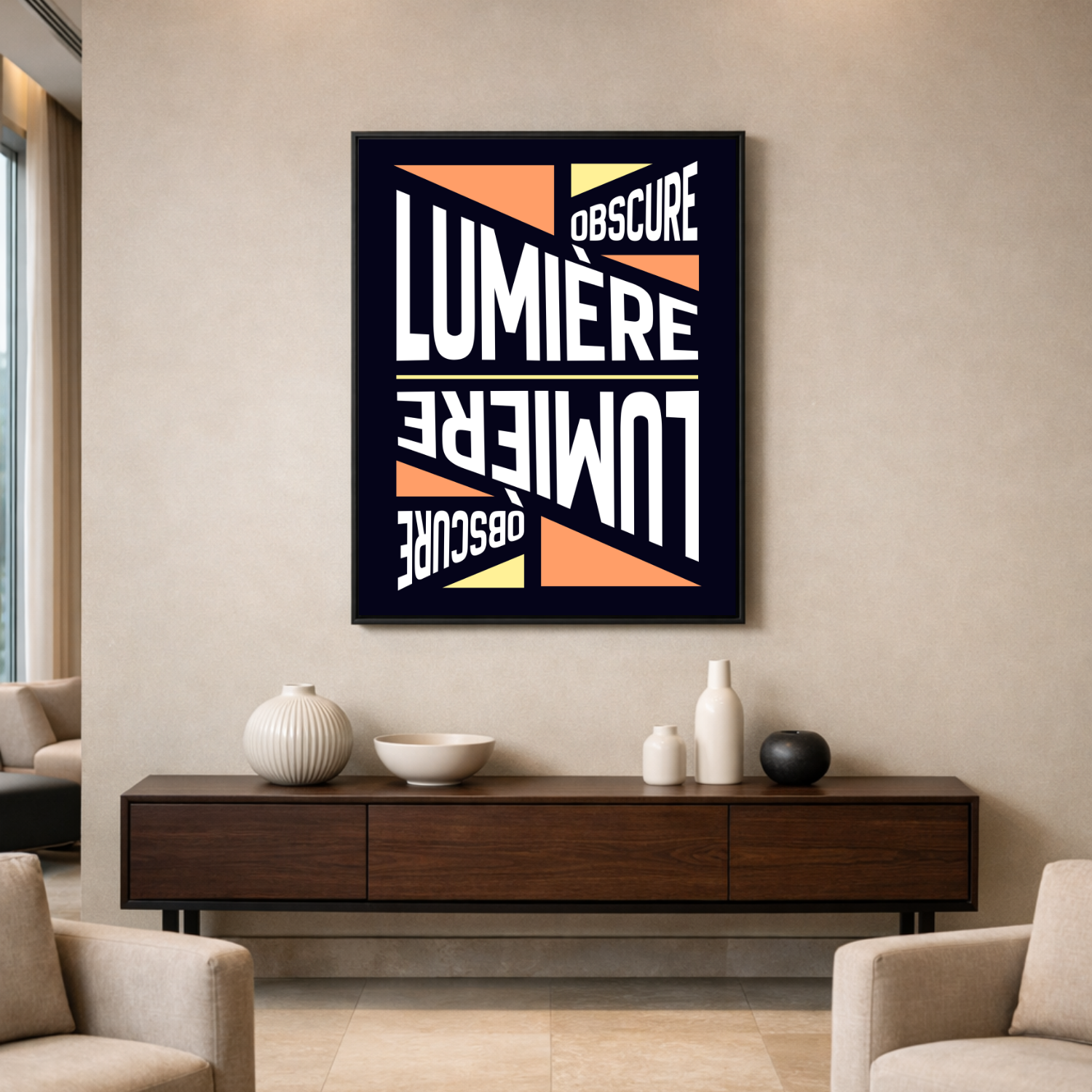 Affiche "Lumière obscure" contemporaine
