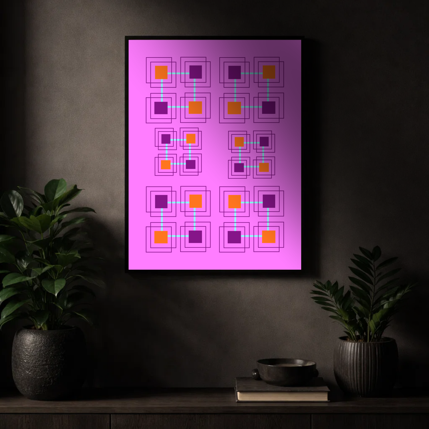 Affiche "Trame magenta"