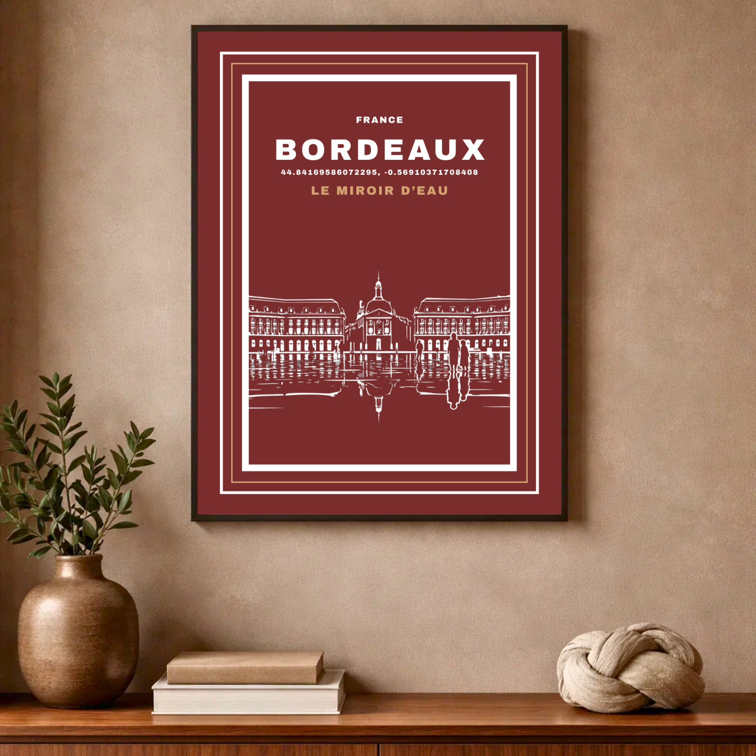 Affiche "Miroir d'eau de Bordeaux contemporain"