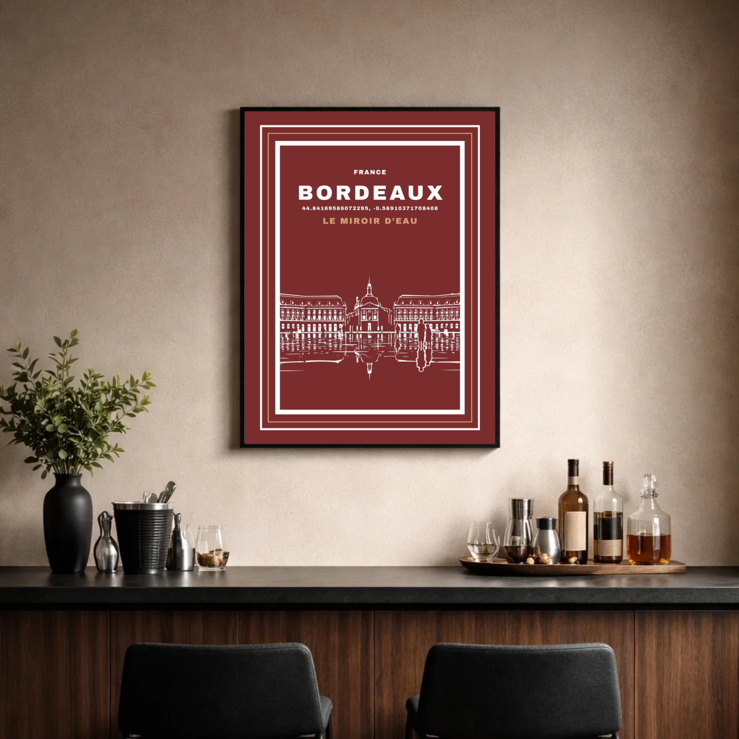 Affiche "Miroir d'eau de Bordeaux contemporain"