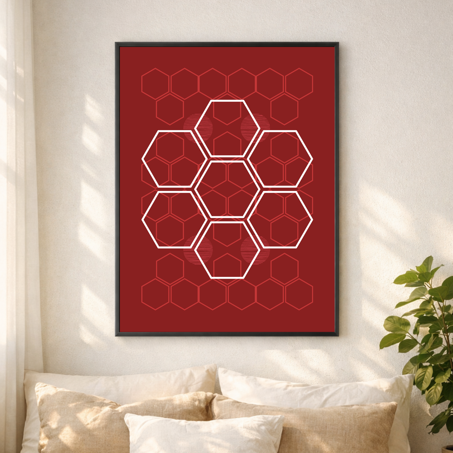 Affiche hexagones rouges