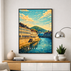 Affiche Besançon – Poster déco ville au style moderne