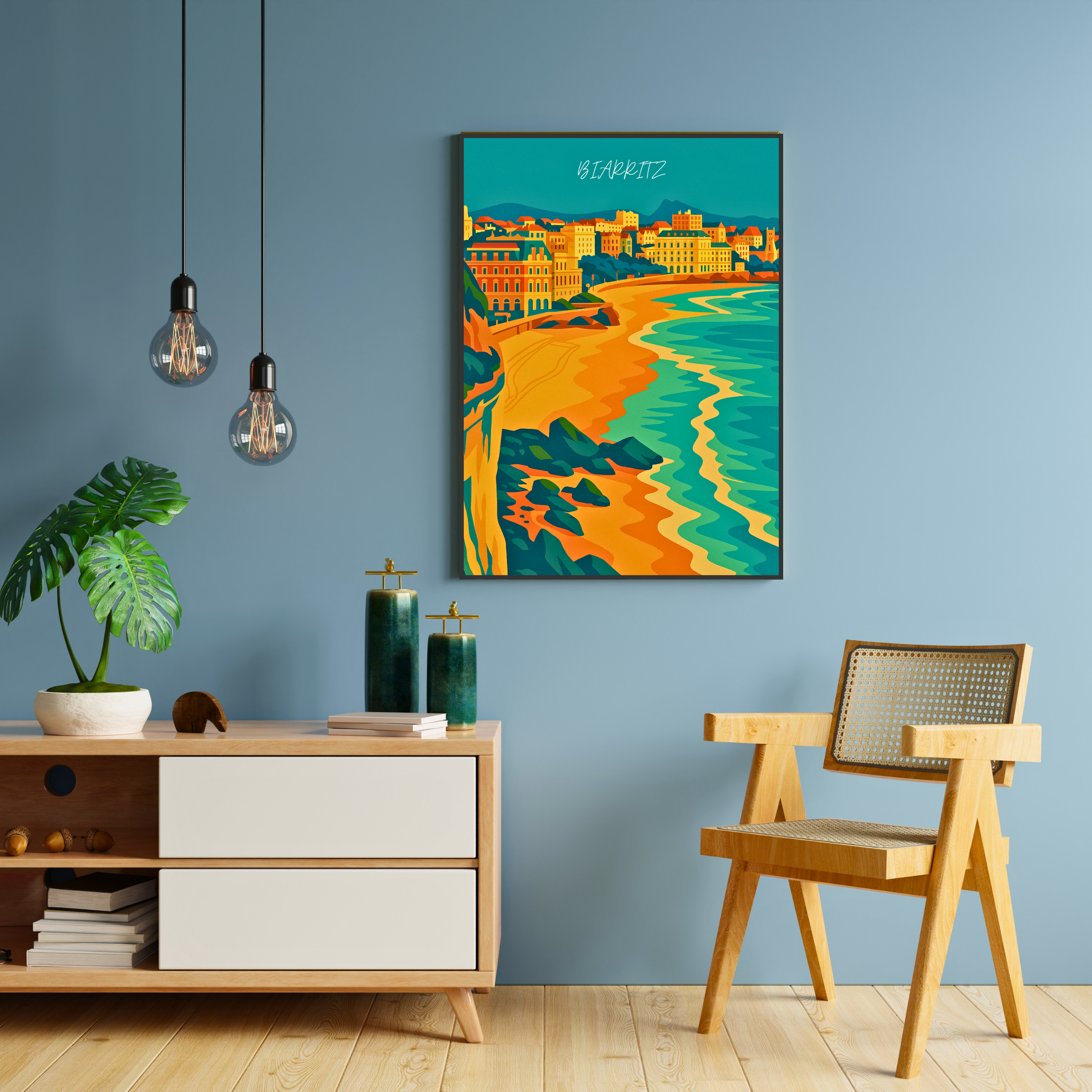 Affiche Biarritz – Vagues, surf et chic océanique