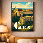 Affiche Caen – Poster déco ville au style moderne