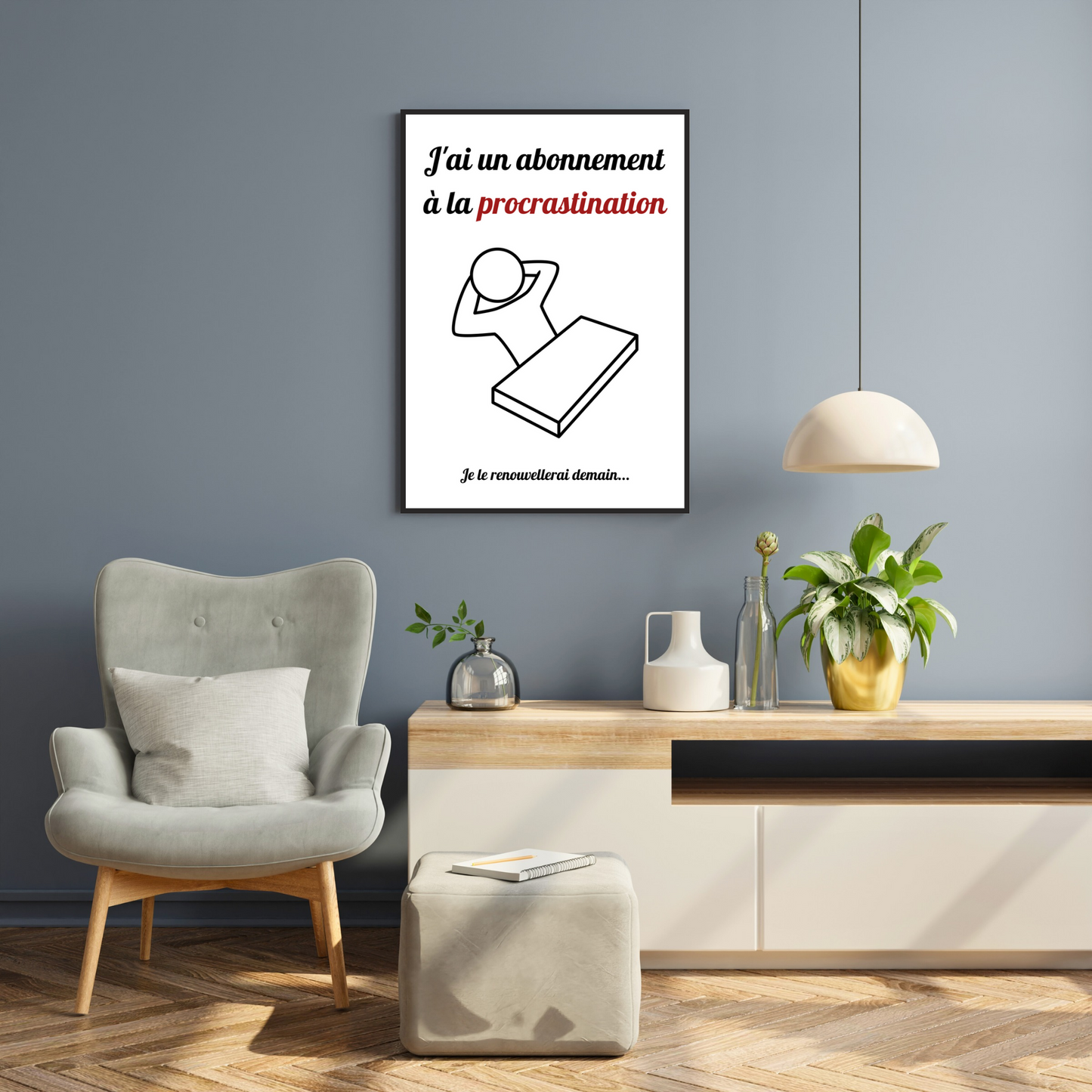 Affiche humour "Procrastination"