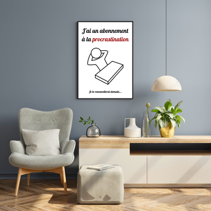 Affiche humour "Procrastination"