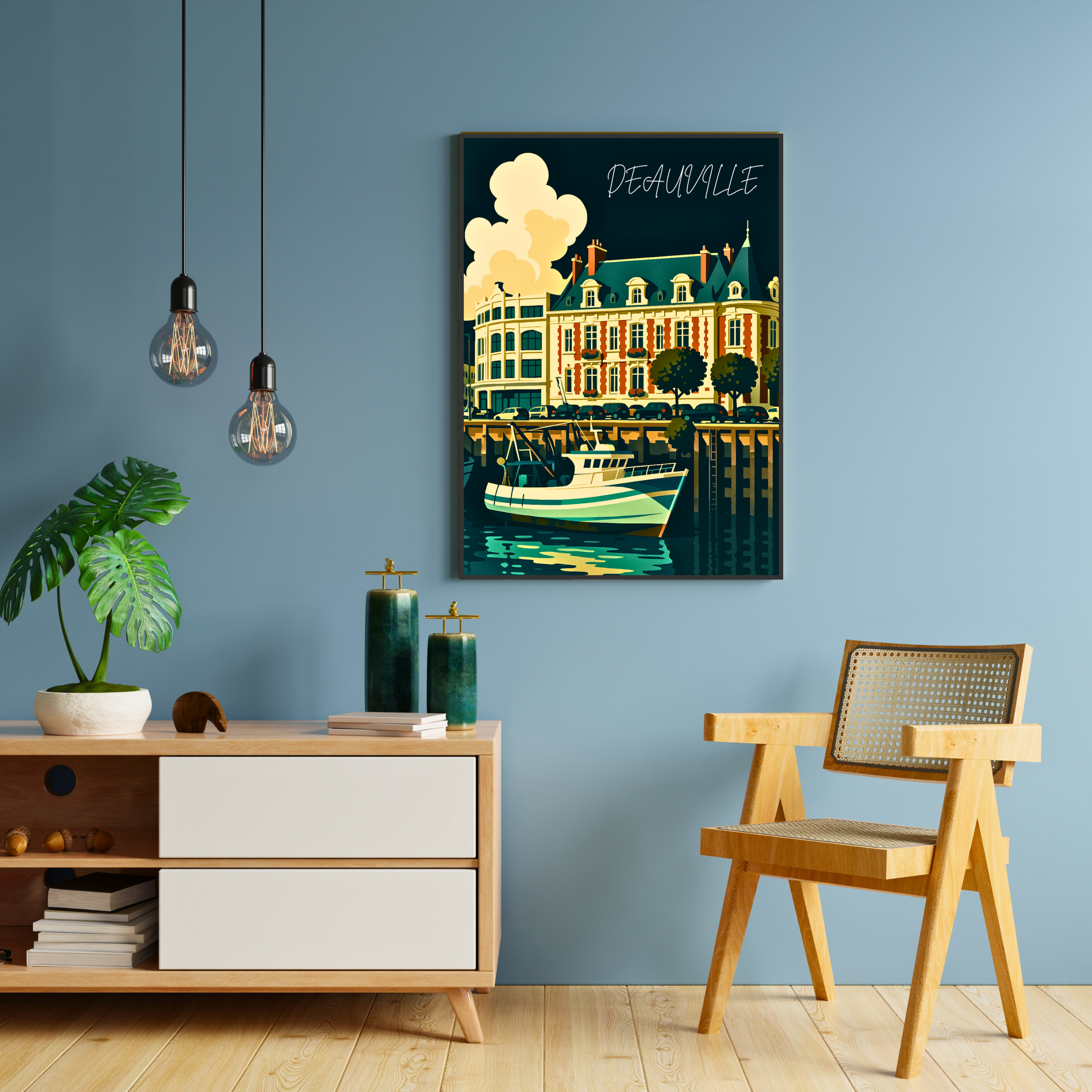 Affiche Deauville – Planches, style et parasols