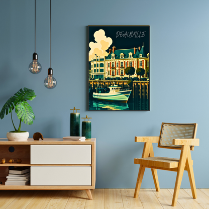 Affiche Deauville – Planches, style et parasols