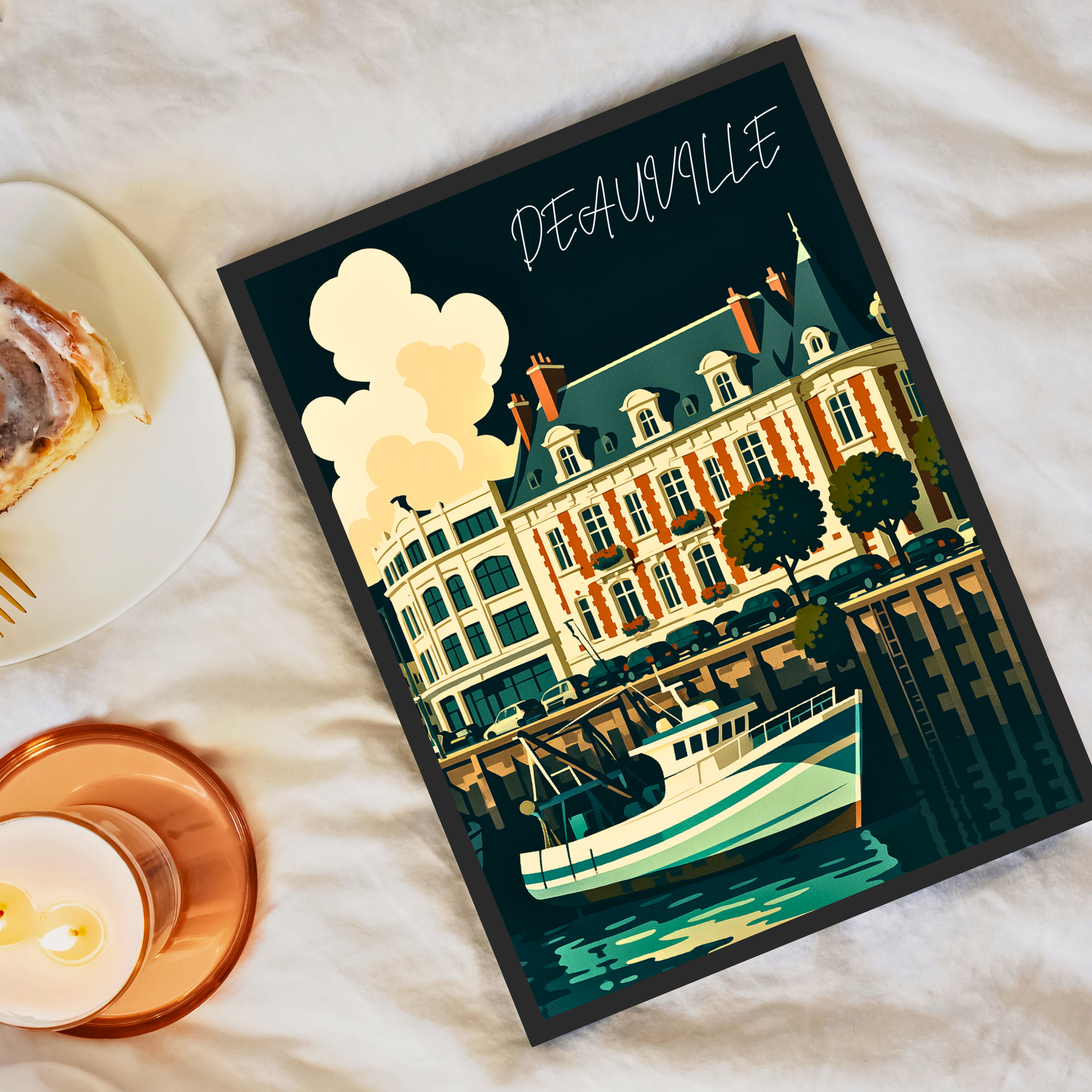 Affiche Deauville – Planches, style et parasols