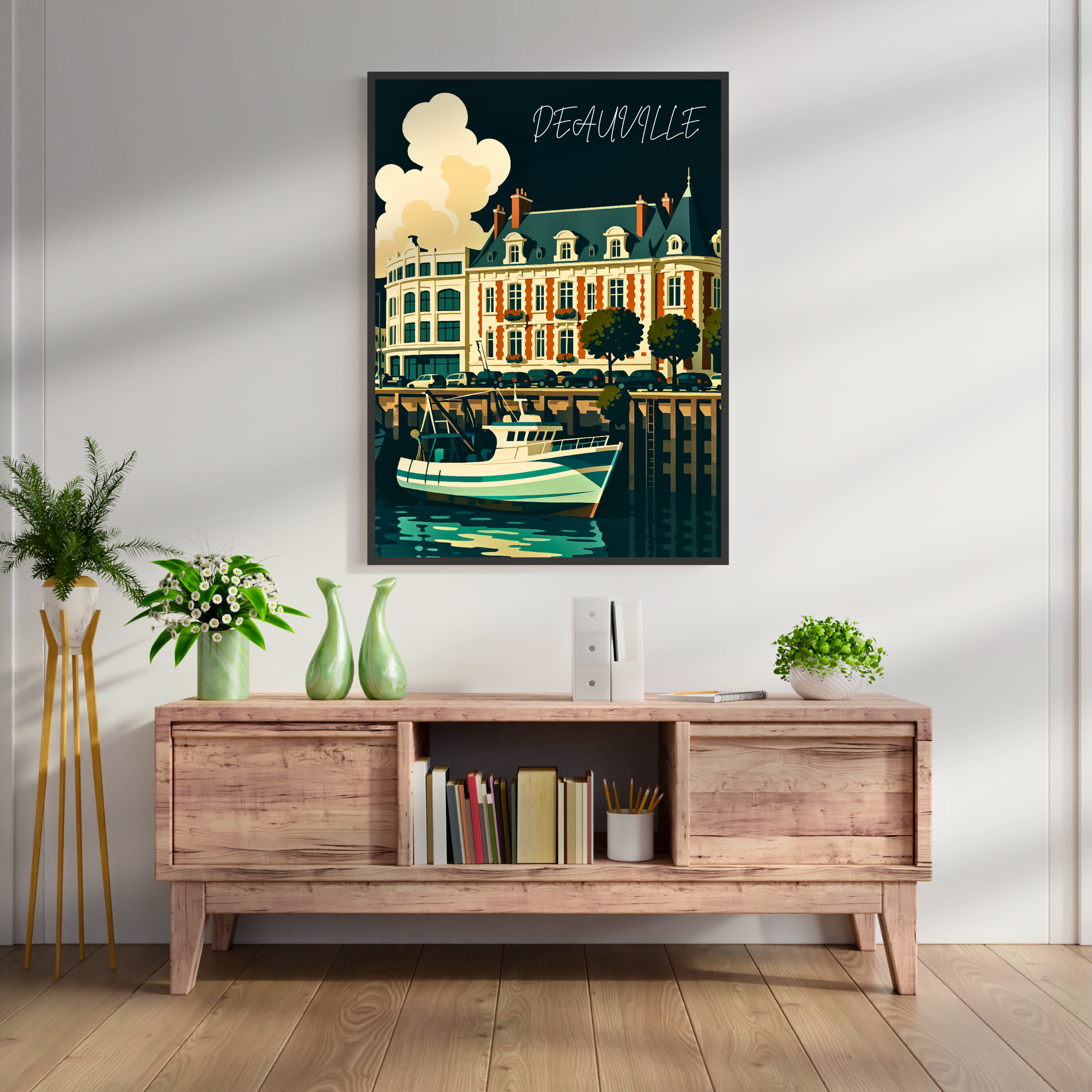 Affiche Deauville – Planches, style et parasols