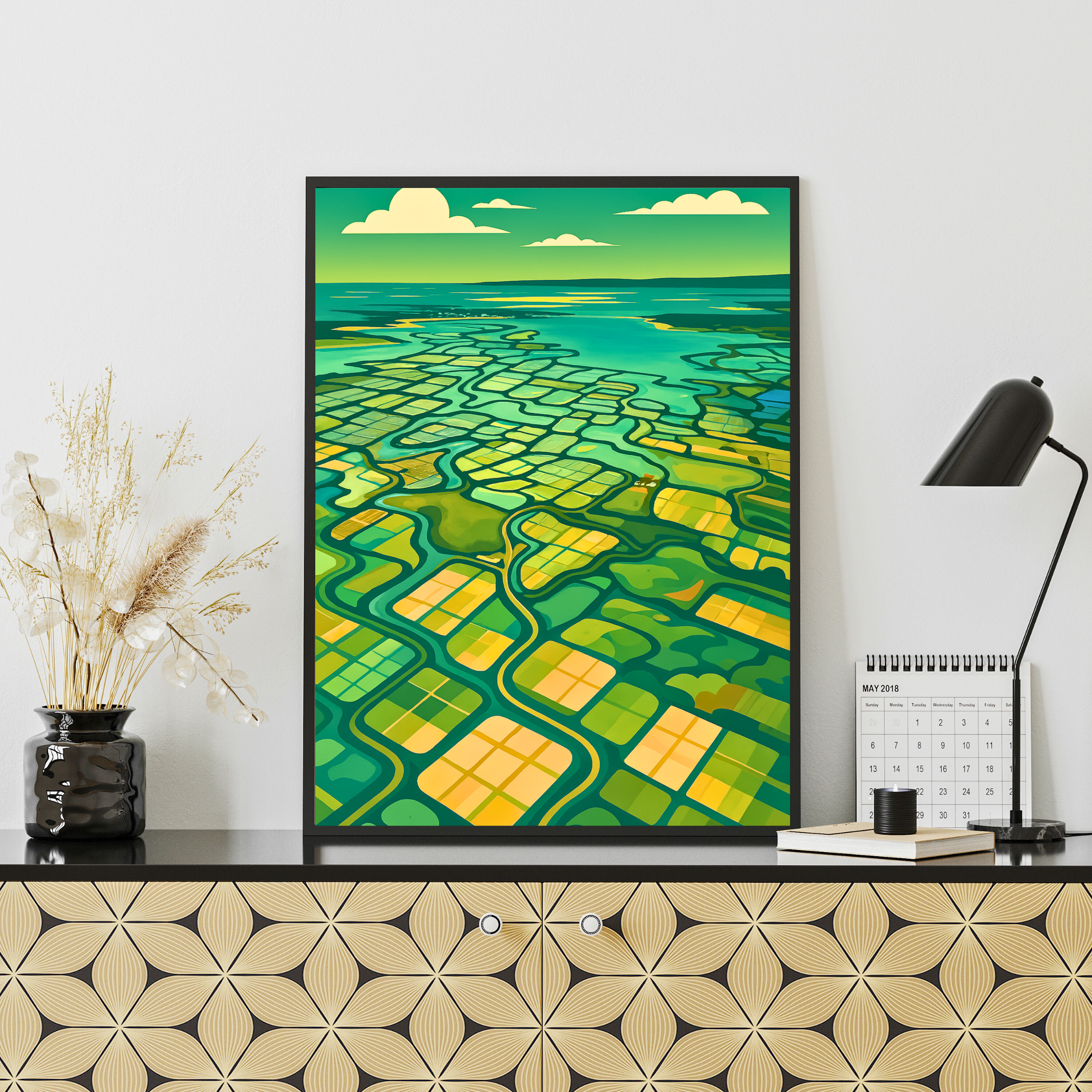 Affiche Guérande – Remparts et or blanc