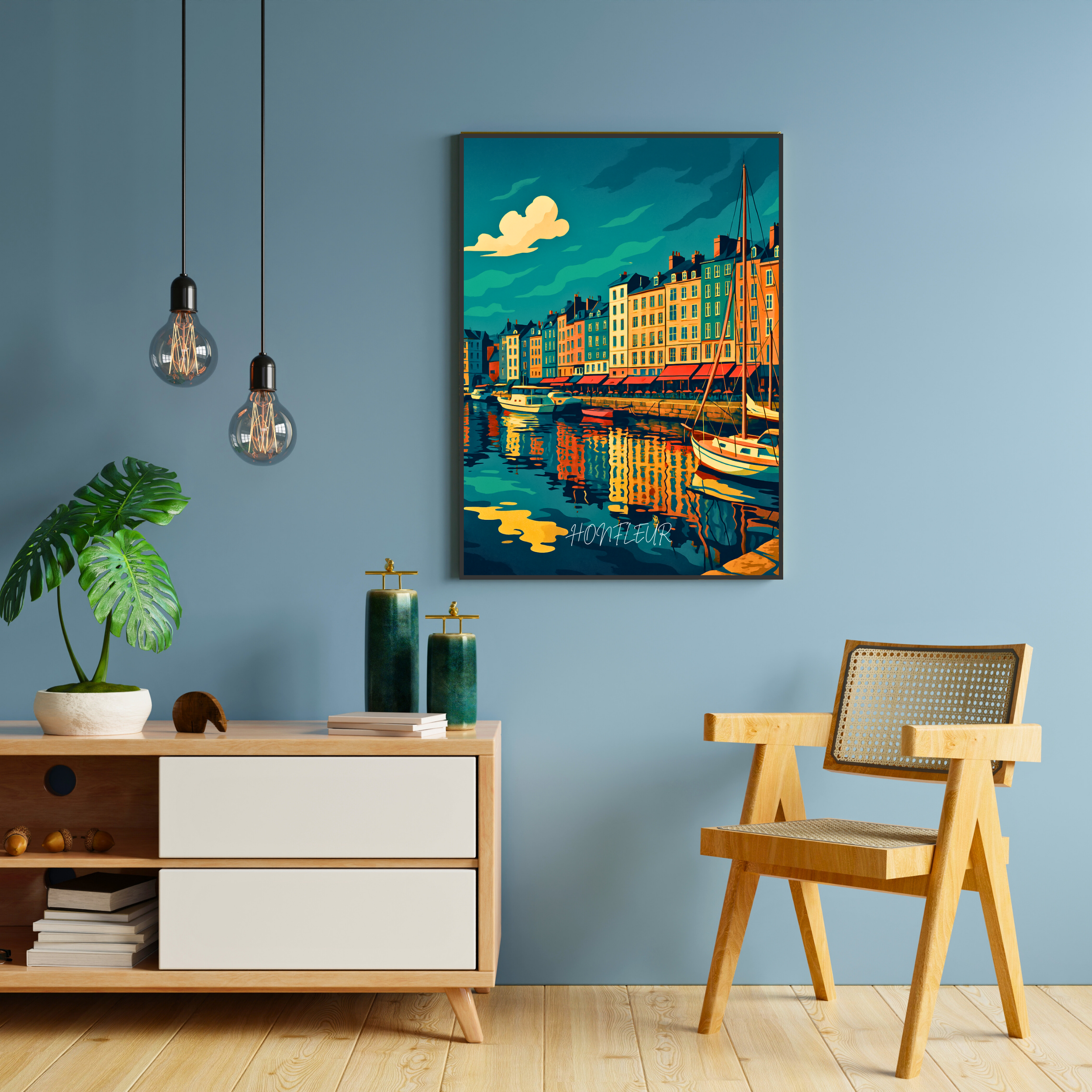 Affiche Honfleur – Vieux port et charme normand