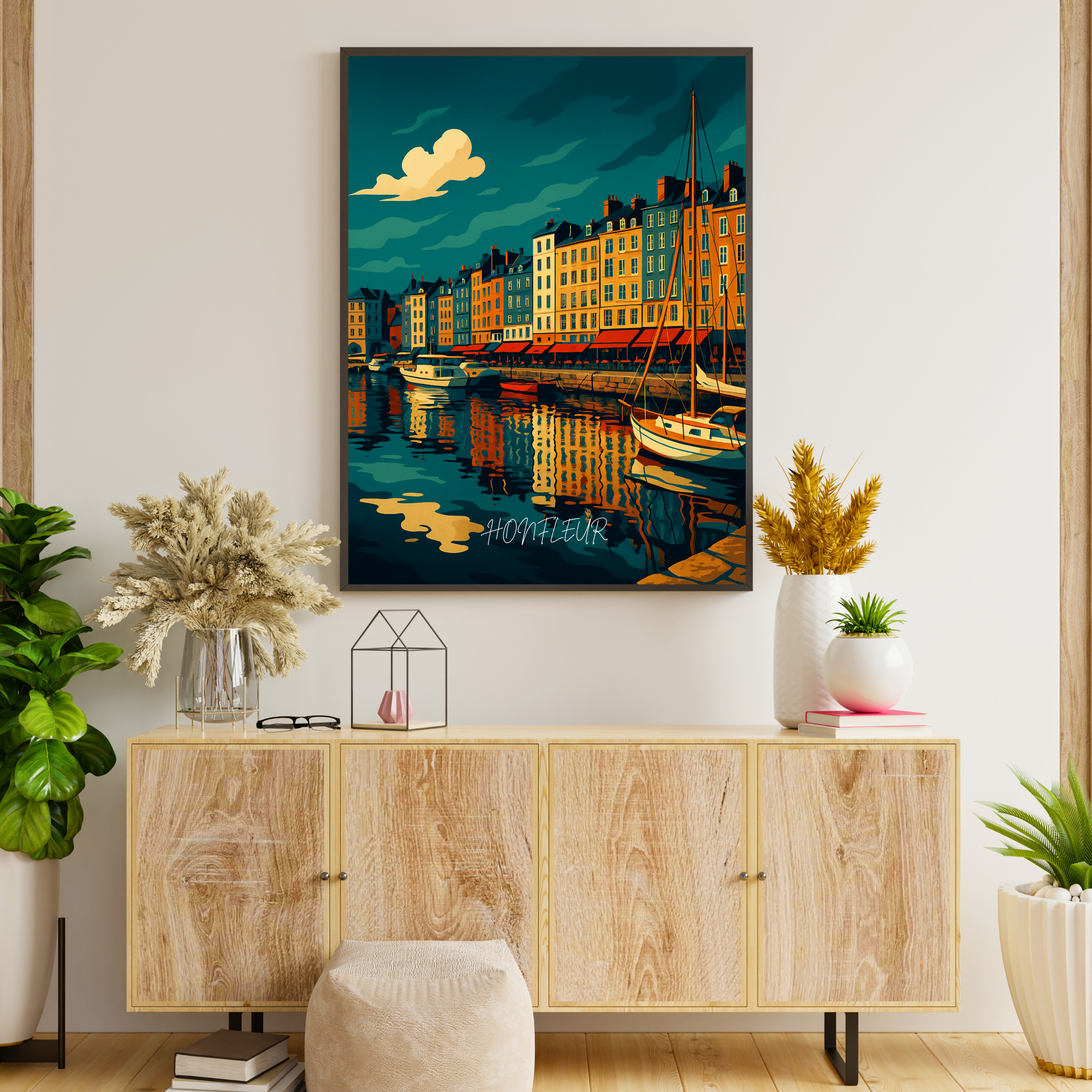 Affiche Honfleur – Vieux port et charme normand