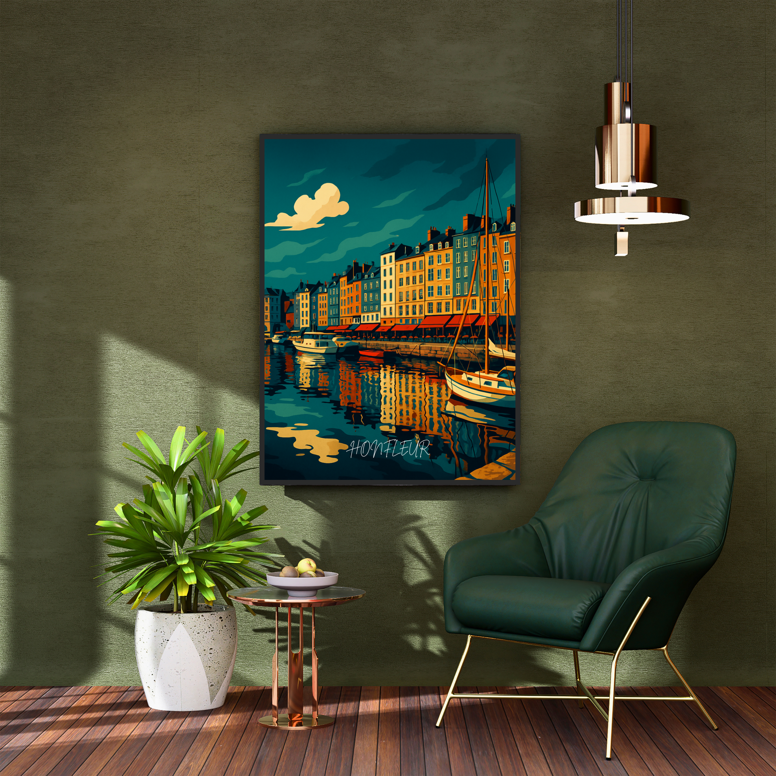 Affiche Honfleur – Vieux port et charme normand