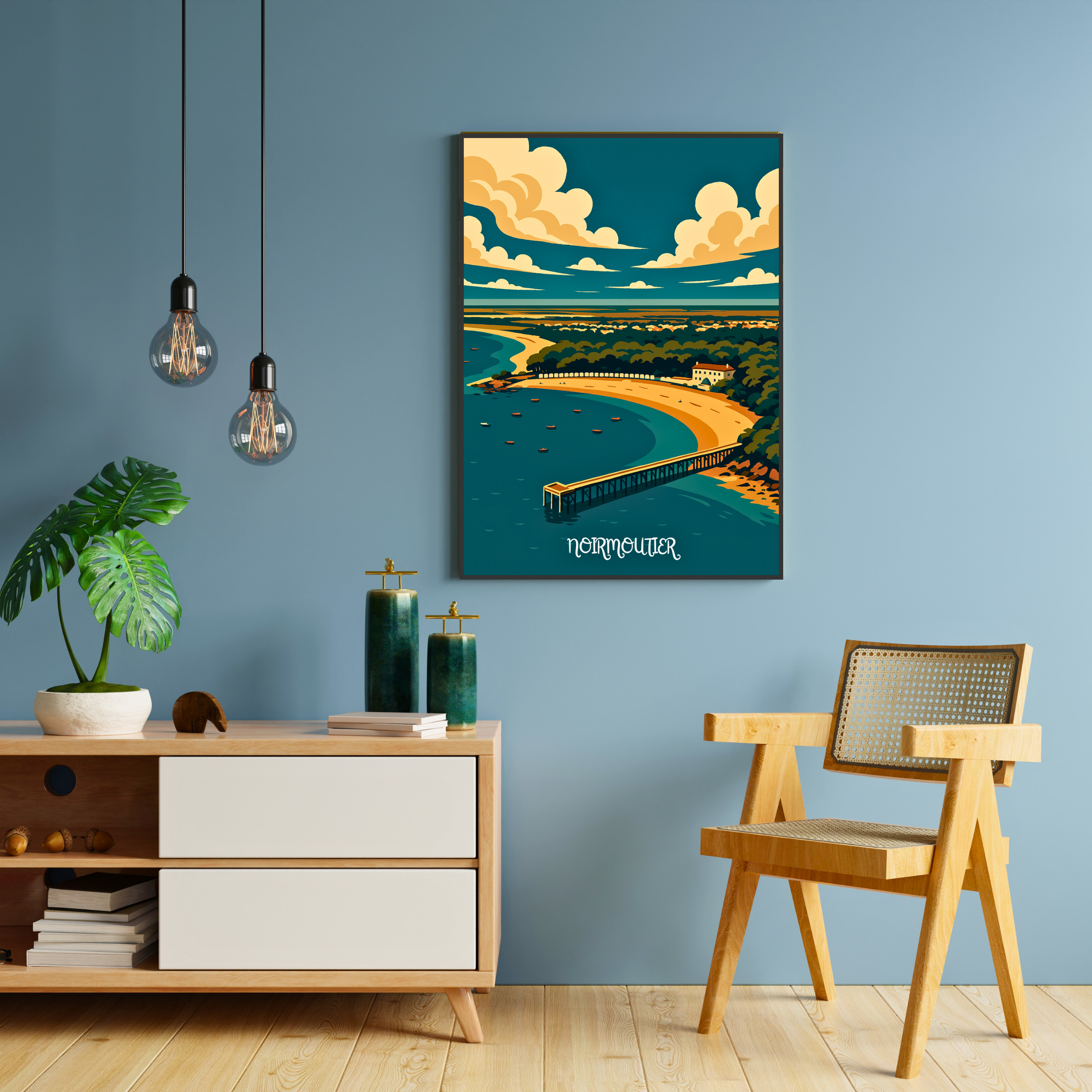 Affiche Noirmoutier – île blanche et horizons bleus