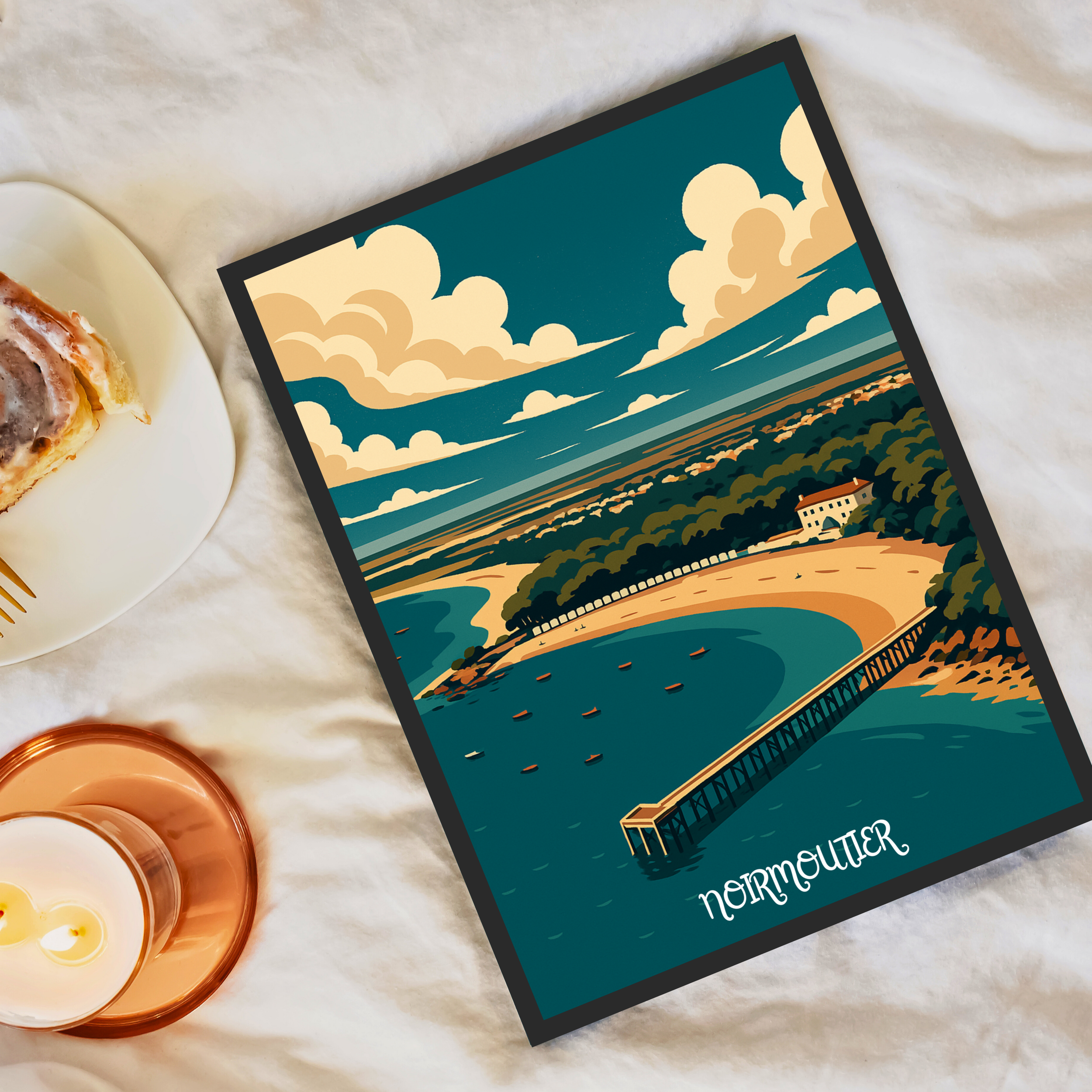 Affiche Noirmoutier – île blanche et horizons bleus