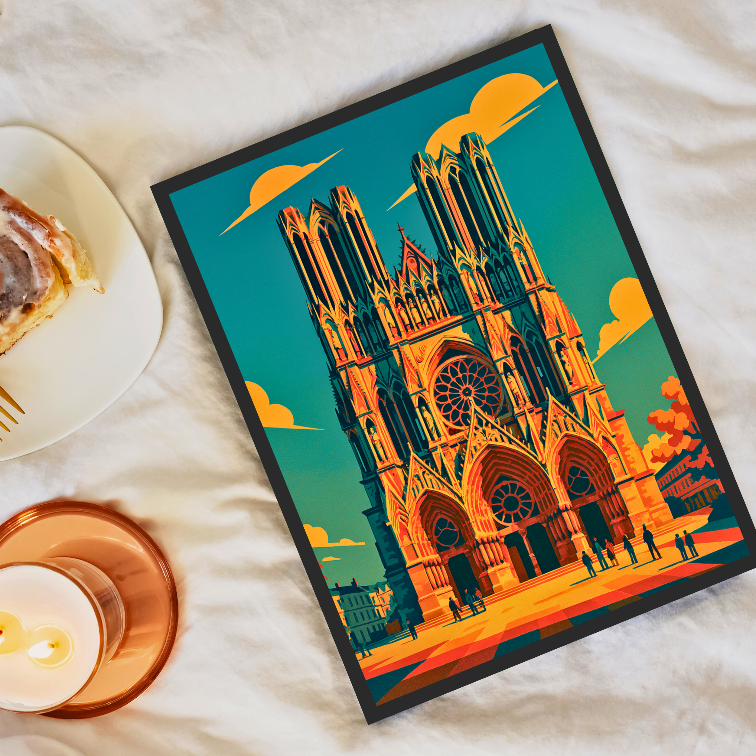 Affiche Reims – Cathédrale, bulles et élégance