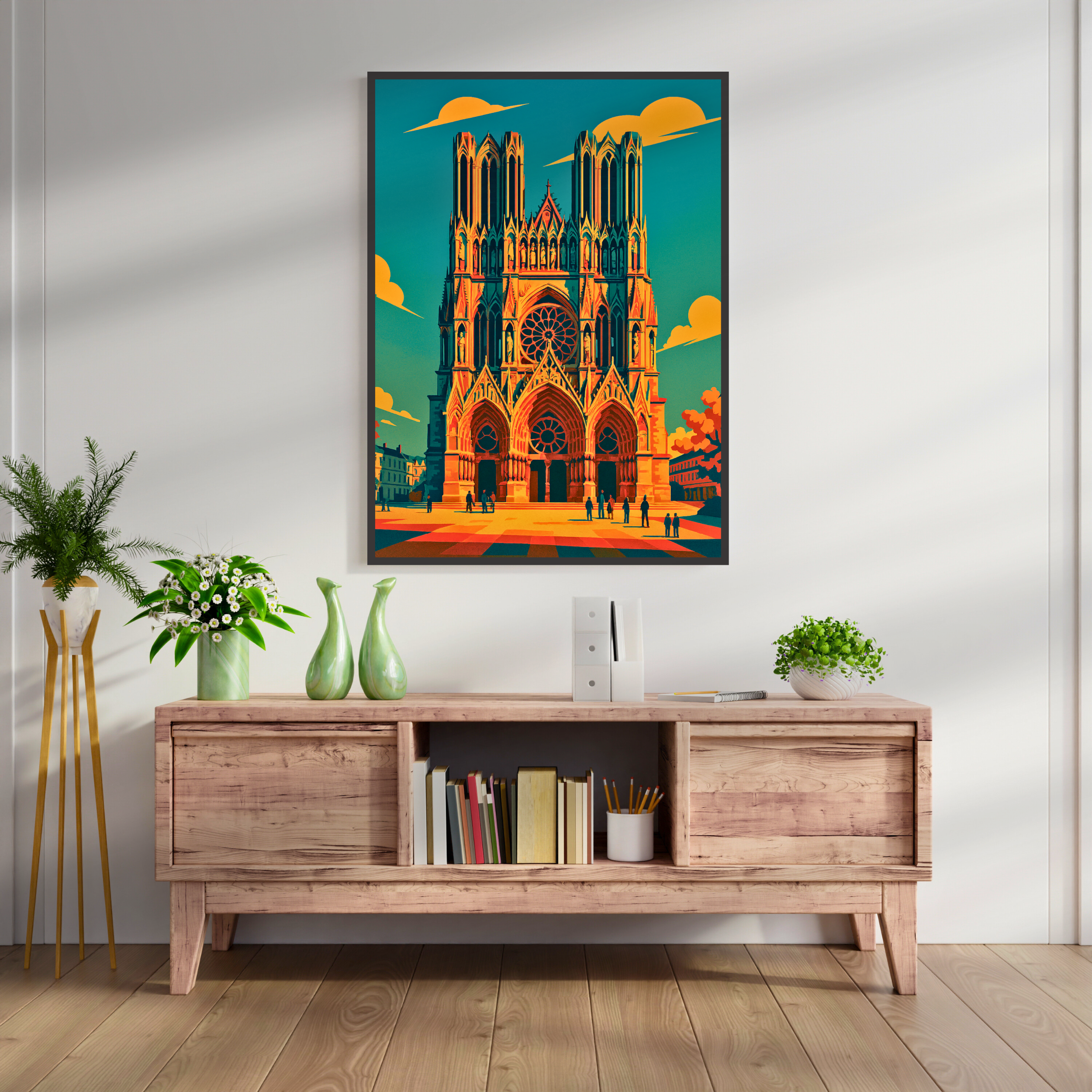 Affiche Reims – Cathédrale, bulles et élégance
