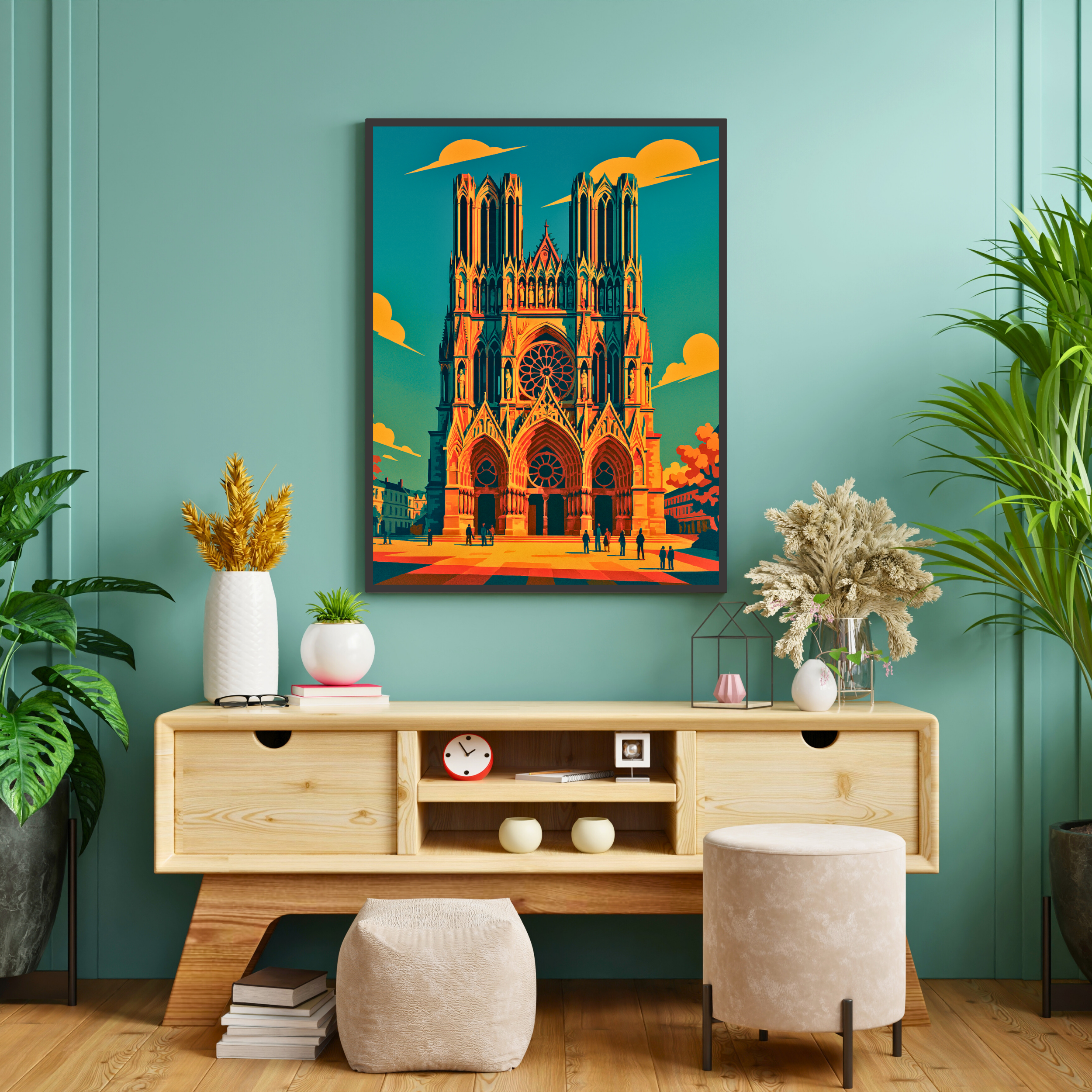 Affiche Reims – Cathédrale, bulles et élégance