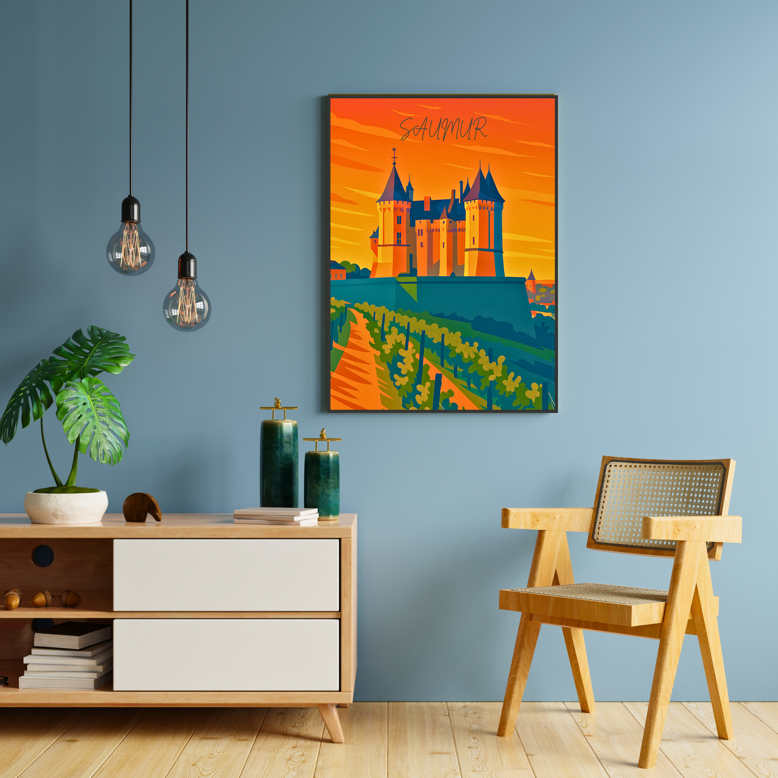 Affiche Saumur – Château, Loire et vignobles