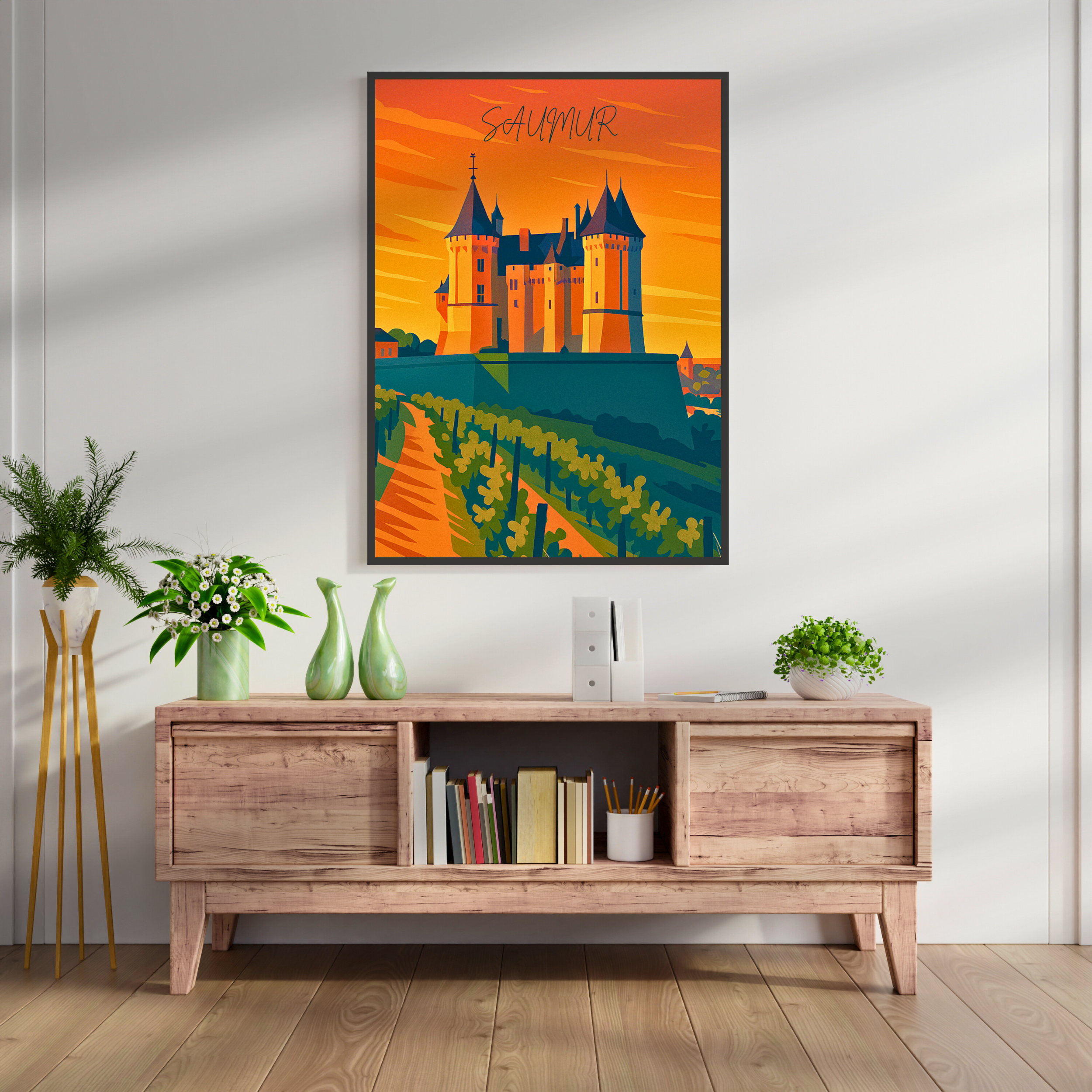 Affiche Saumur – Château, Loire et vignobles