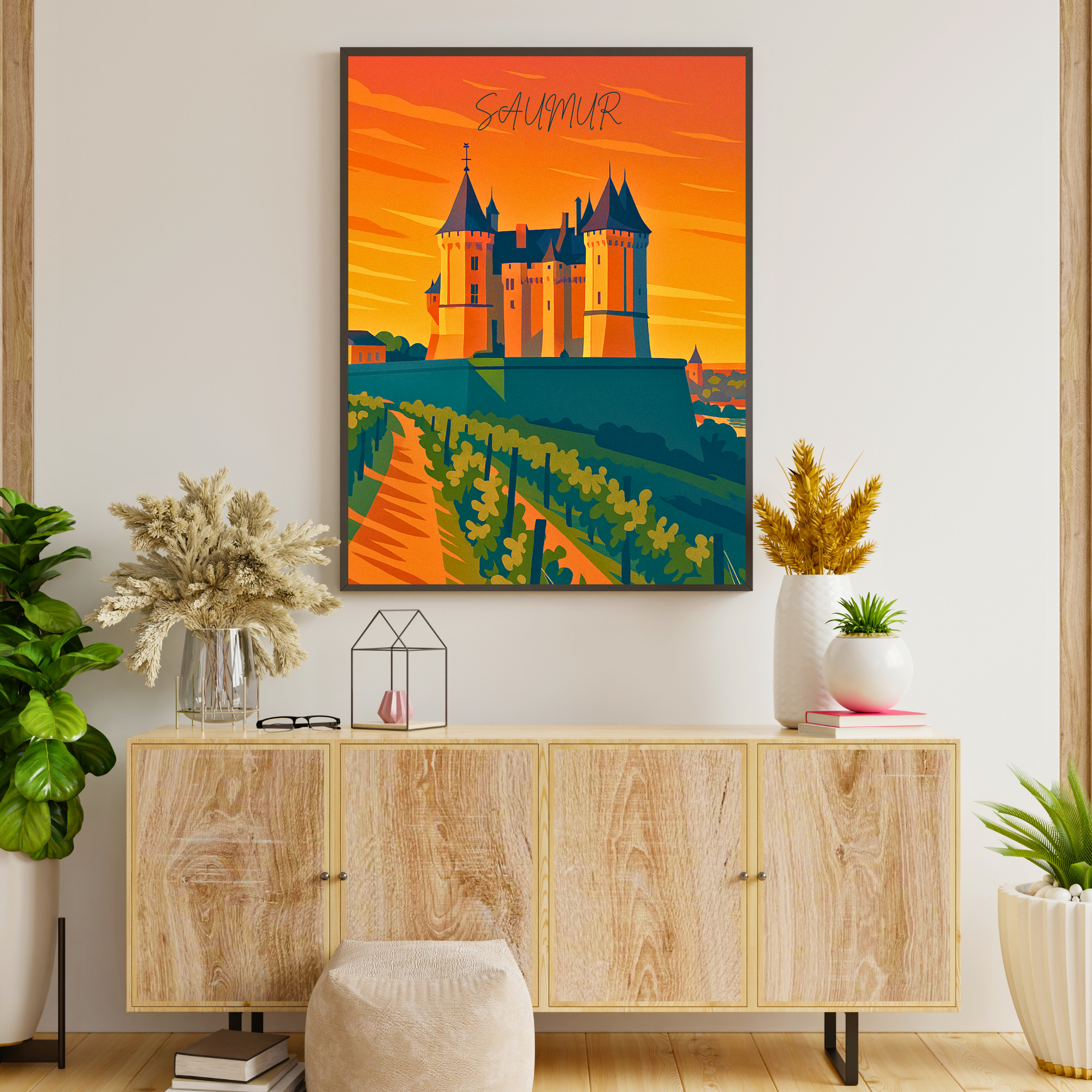 Affiche Saumur – Château, Loire et vignobles