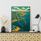 Affiche Saint-Nazaire – Océan, navires et horizon